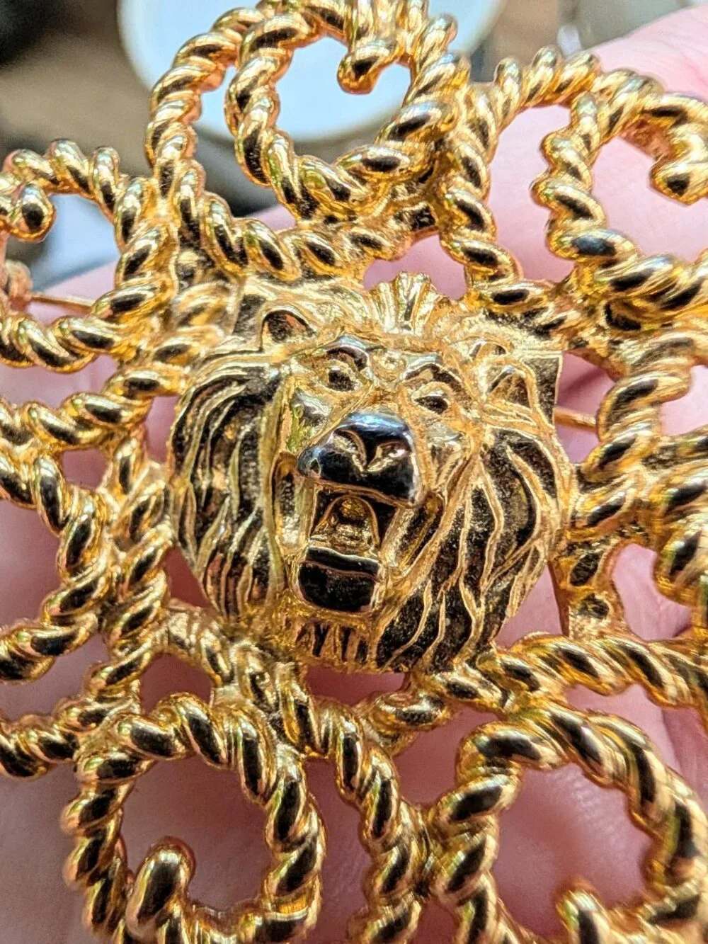 Vintage Anne Klein Lion Head Brooch